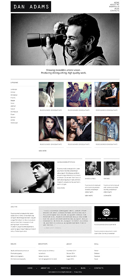  Photographer Portfolio Responsive WordPress Theme