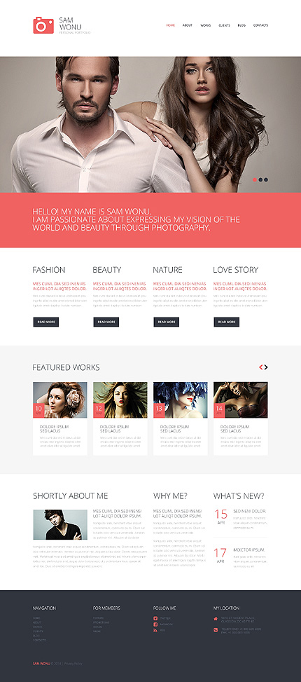  Photographer Portfolio Responsive WordPress Theme