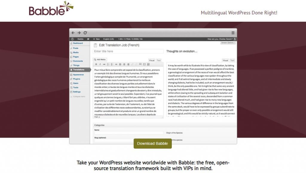 babble wordpress plugin